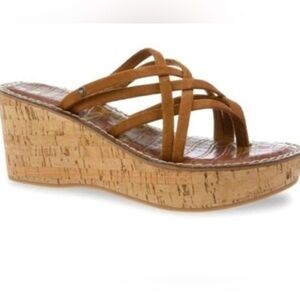Sam Edelman Reana 3D Brown Strappy Wedge Sandals